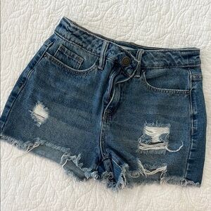 YMI Blue Distressed Jean Shorts Frayed Hem